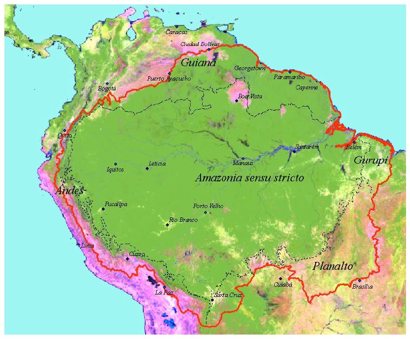 amazon rainforest map outline