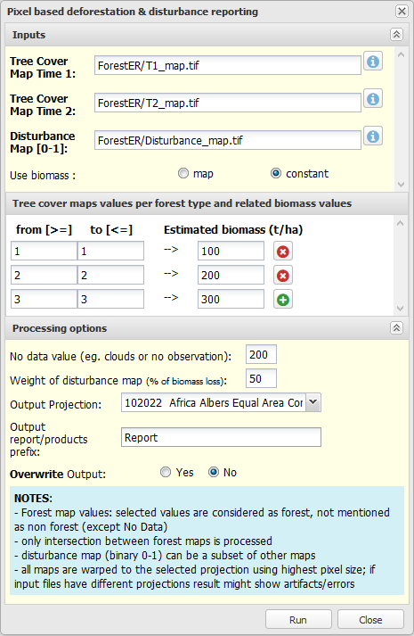 Example of Forester GUI